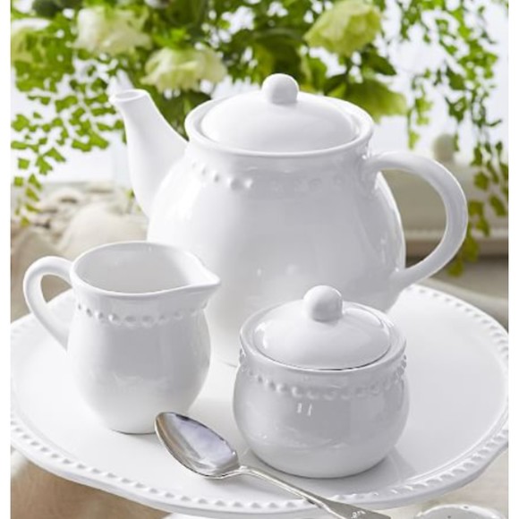 Pottery Barn Kitchen Pottery Barn Emma Beaded Stoneware Teapot Set